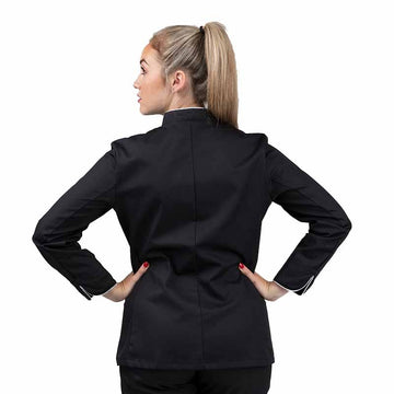Veste de cuisine femme noire liseré Argent - MANELLI