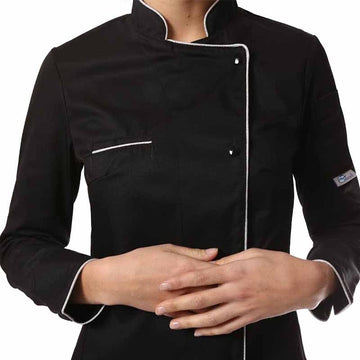 Veste de cuisine femme noire liseré Argent