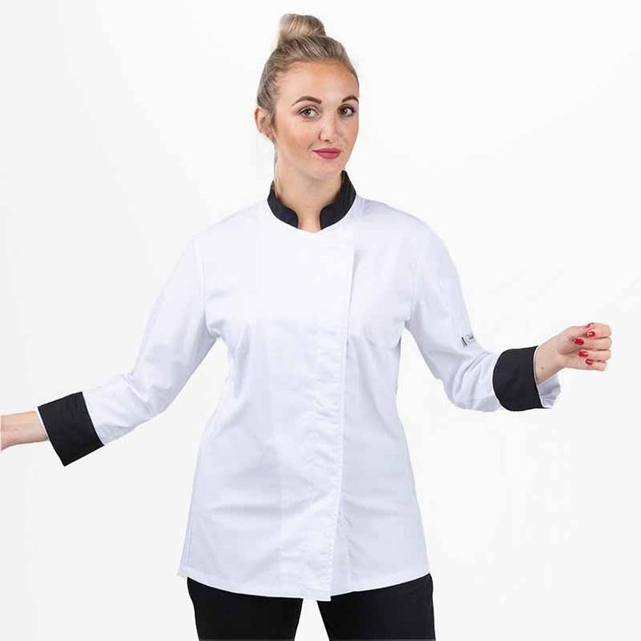 Veste de boulangère Jena blanche à manche longues de la marque Manelli