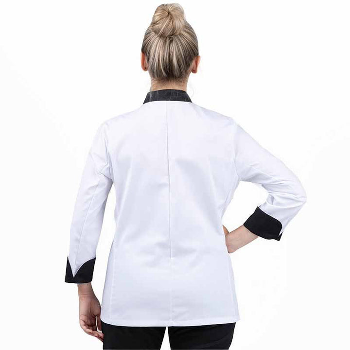 Dos de la veste de boulangère & patissière de la marque Manelli à manches longues