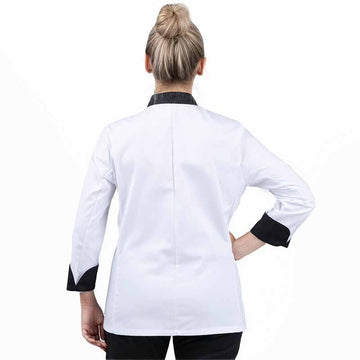 Dos de la veste de cuisine avec matière polycoton et tissu Klopman à manches longues - Gamme Jena Marque Manelli