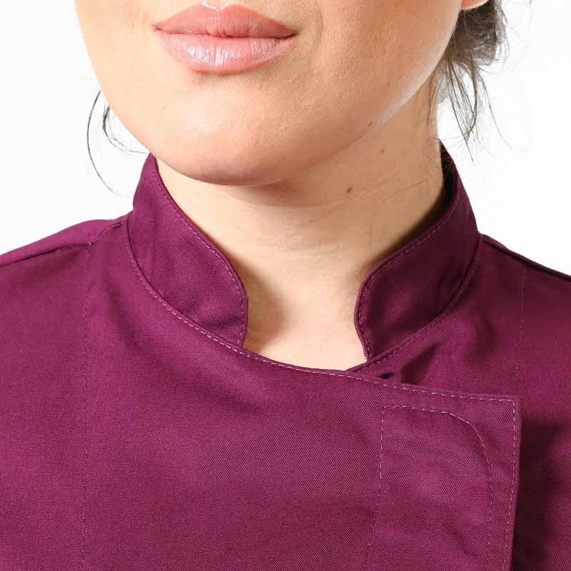 col veste de cuisine prune