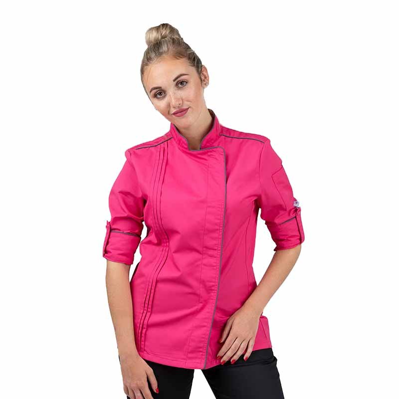 Veste de Cuisine Femme Orchestra Rose Liseré Gris Manelli