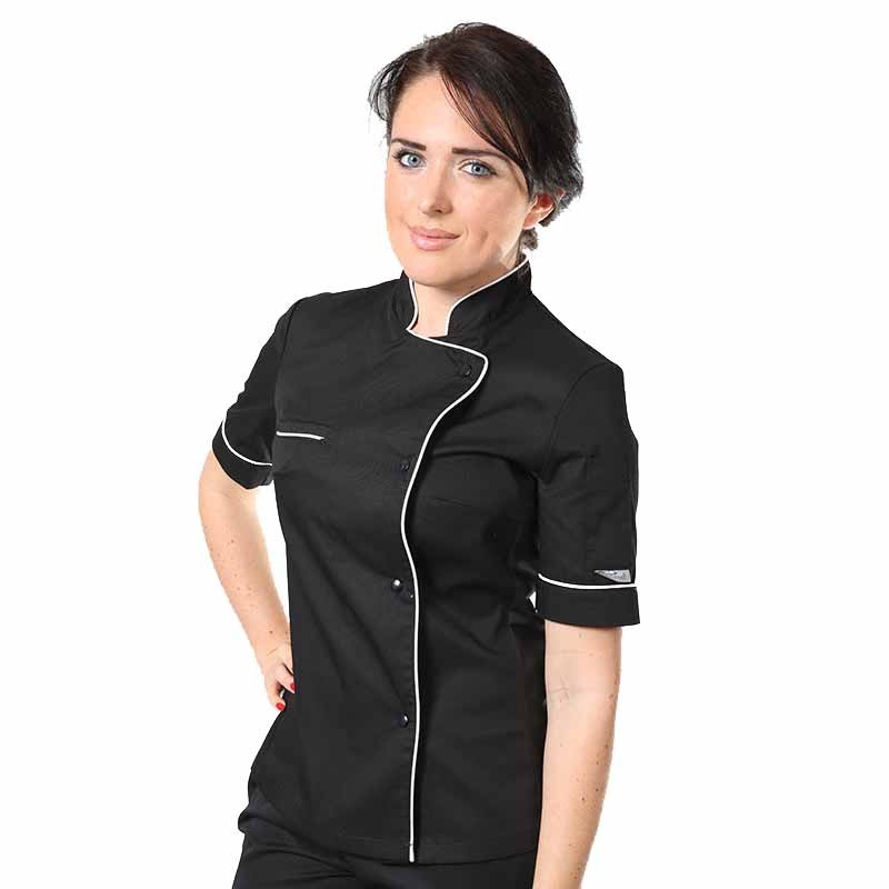 Veste de cuisine femme - Manelli - noire liseré blanc