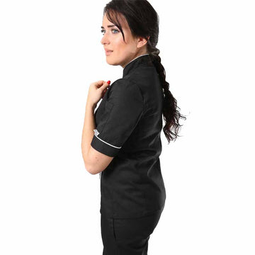 Veste de cuisine femme dos aéré liseré blanc poche à stylo