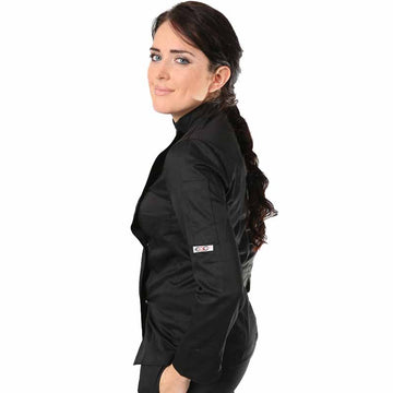 profil veste de cuisine femme de couleur noire