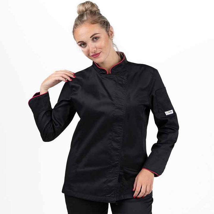Veste de cuisine femme liseré fushia - ML - MANELLI