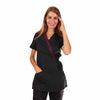 Blouse Esthéticienne Femme Noir et Prune Col Cache-Cœur - MANELLI