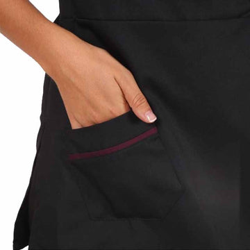 Blouse esthéticienne cache-cœur noire et prune