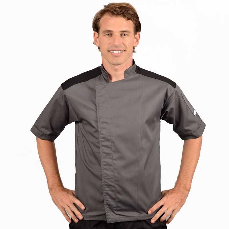 Veste de pâtissier GRISE - Manches courtes face