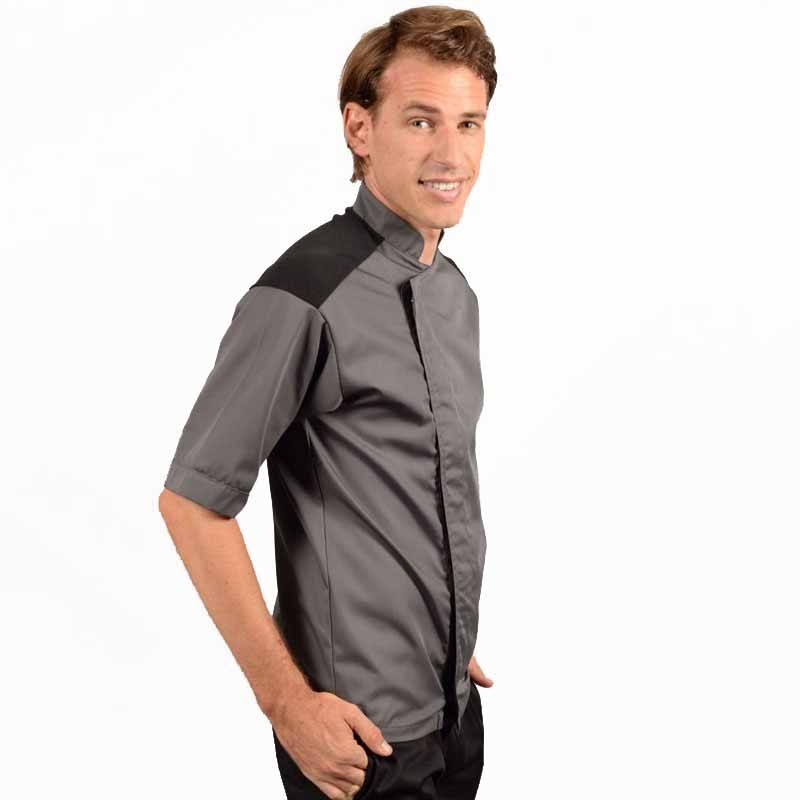 Veste de pâtissier GRISE - Manches courtes profil