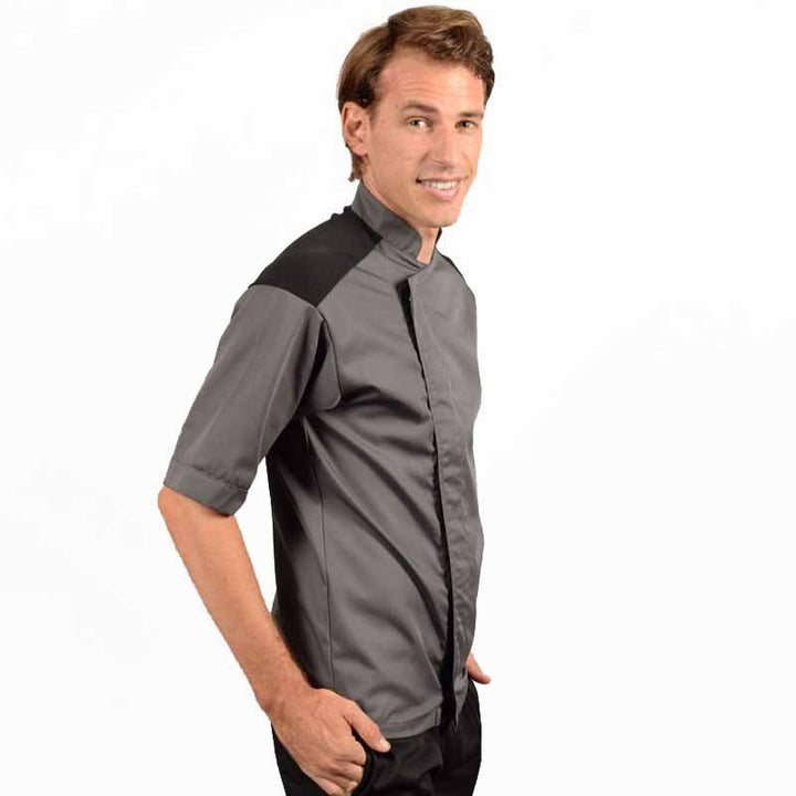 Veste de pâtissier GRISE - Manches courtes profil