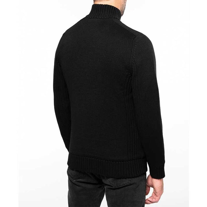 Cardigan noir doublé polaire TOPTEX porté de dos