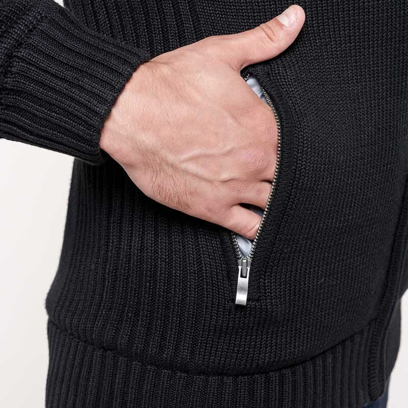 zoom poche Cardigan noir doublé polaire TOPTEX