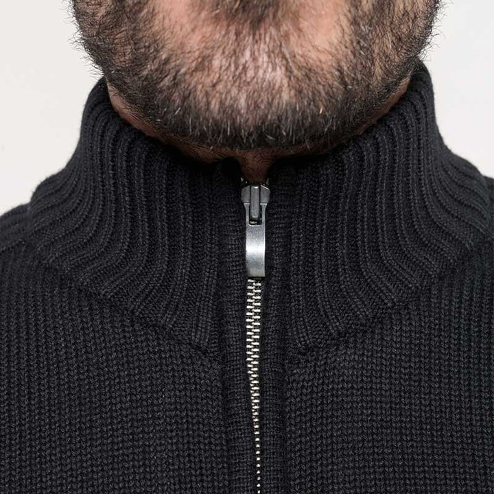 zoom col Cardigan noir doublé polaire TOPTEX