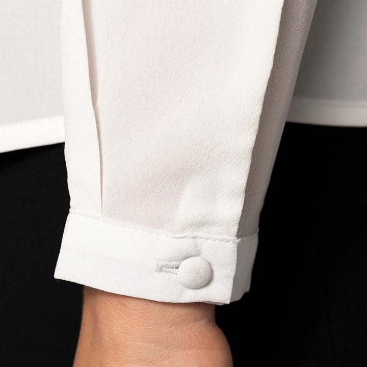 zoom boutons manche blouse crêpe blanche manches longues femme - TOPTEX