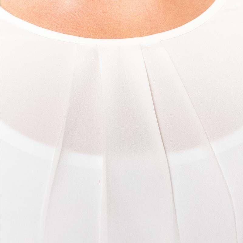 zoom col blouse crêpe blanche manches longues femme - TOPTEX