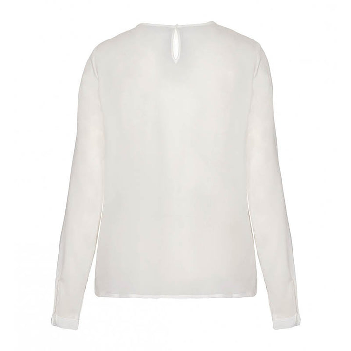 Blouse crêpe blanche manches longues femme de dos - TOPTEX