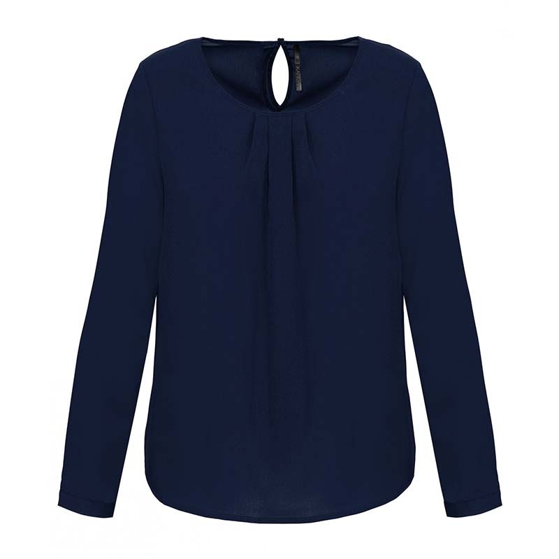 Blouse crêpe bleue manches longues femme - TOPTEX