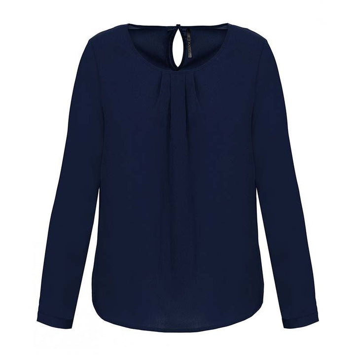 Blouse crêpe bleue manches longues femme - TOPTEX