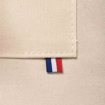 zoom détail tricolore poche Tablier de cuisine beige liseré tricolore Toptex