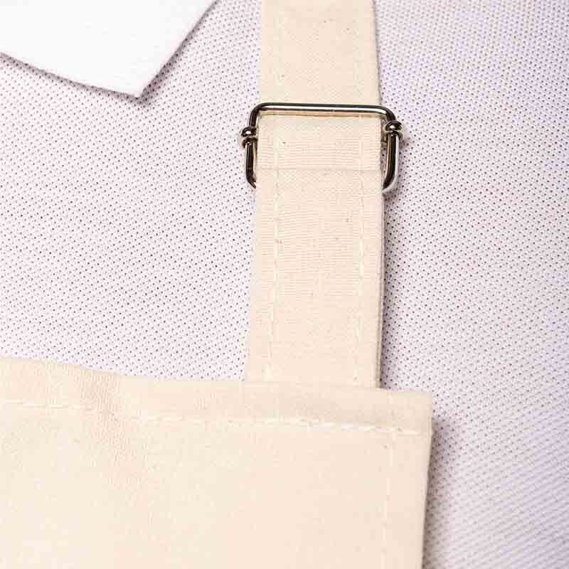 zoom boucle métal Tablier de cuisine beige liseré tricolore Toptex