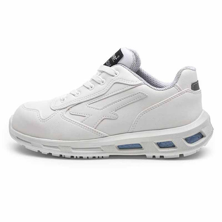 Chaussures de sécurité BLINK S3 CI SRC. blanche et légèreté. Semelle anti choc talon. Fini les mal de dos. Coque de sécurité.