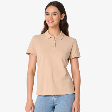 polo de travail femme beige 
