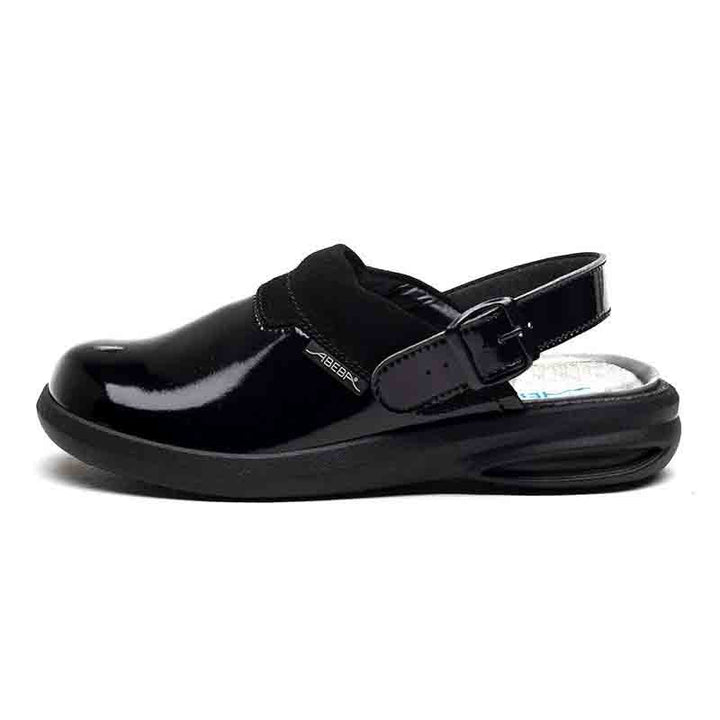 Sabots de Cuisine Verni Noir détail boucle ABEBA