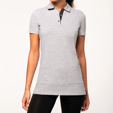 polo long gris porté