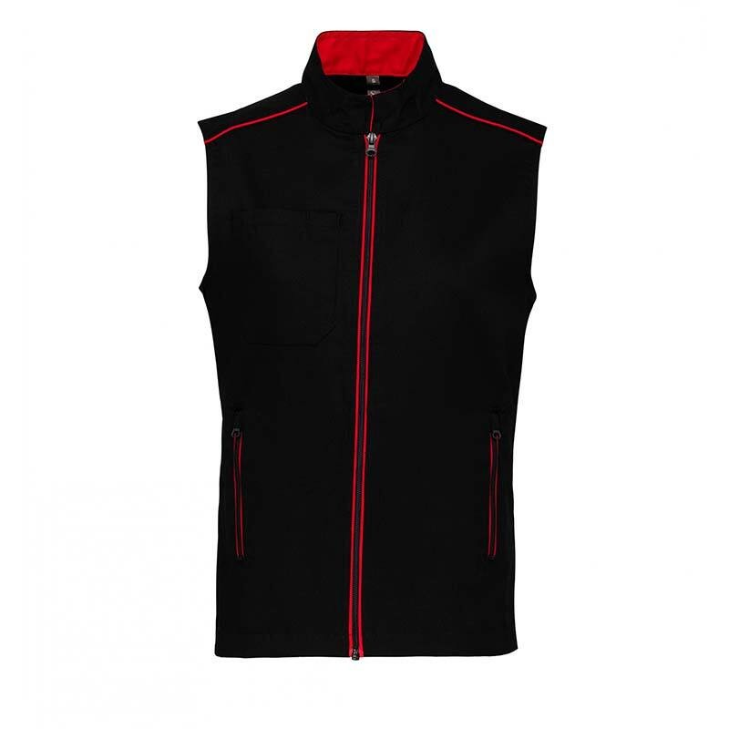 gilet sans manches noir et rouge