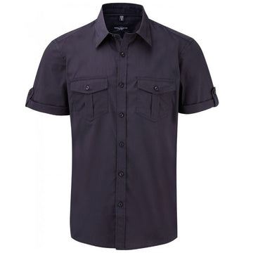 chemise manches courtes bleu marine