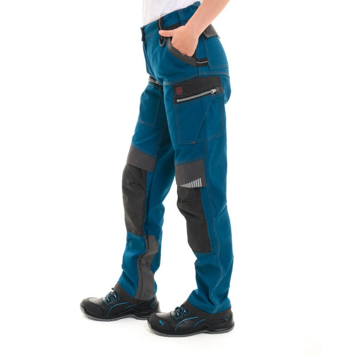 Pantalon de travail bleu pétrole insert gris