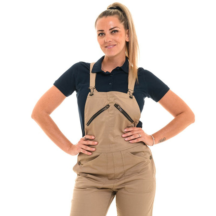 Détail cotte à bretelle beige