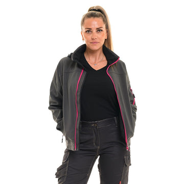 Veste de travail détail gris et fucshia