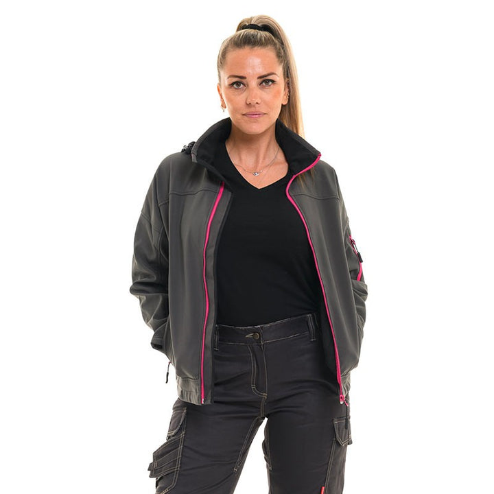 Veste de travail détail gris et fucshia