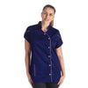 Blouse Médicale Femme Manches Courtes Bleu Marine Liseré Or - MANELLI