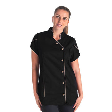 Blouse Esthéticienne Magnolia Noir Liseré Or - MANELLI