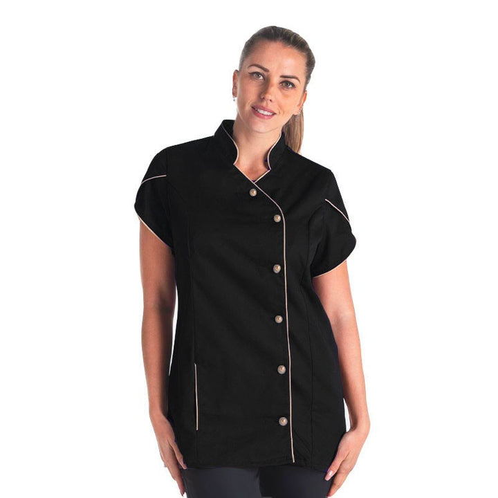 Blouse Esthéticienne Magnolia Noir Liseré Or - MANELLI