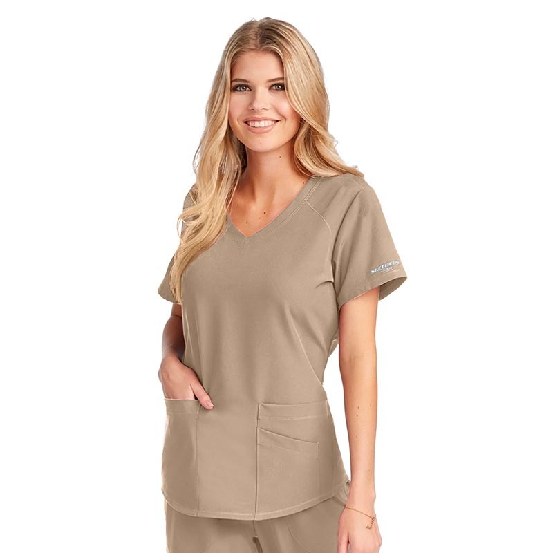 Tunique Médicale Femme Blanche Col V - SKECHERS I MARRON BEIGE