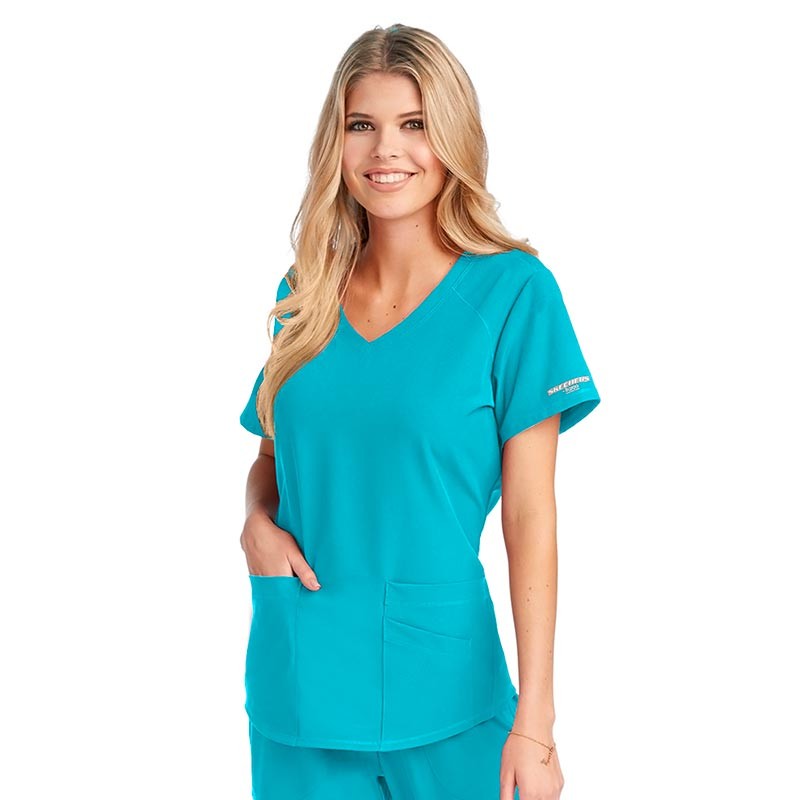 Tunique Médicale Femme Blanche Col V - SKECHERS I BLEU TURQUOISE