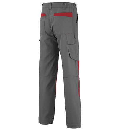 Pantalon de Travail Homme Muffler Gris Minéral et Rouge - ADOLPHE LAFONT I Dos