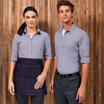 Chemise De Serveuse Femme À Carreaux Bleu Marine "Vichy" - TOPTEX