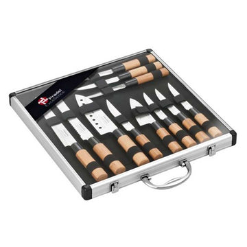 Coffret 11 Couteaux Inox Manche Bambou