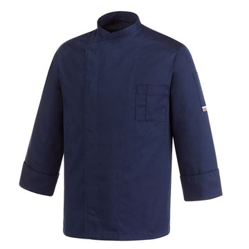 Veste de Cuisine bleu - Primo, coupe sobre, couleur unie, manche longue