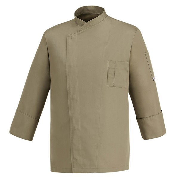Veste de Cuisine taupe - Primo, couleur unie taupe, coupe droite prix accessible