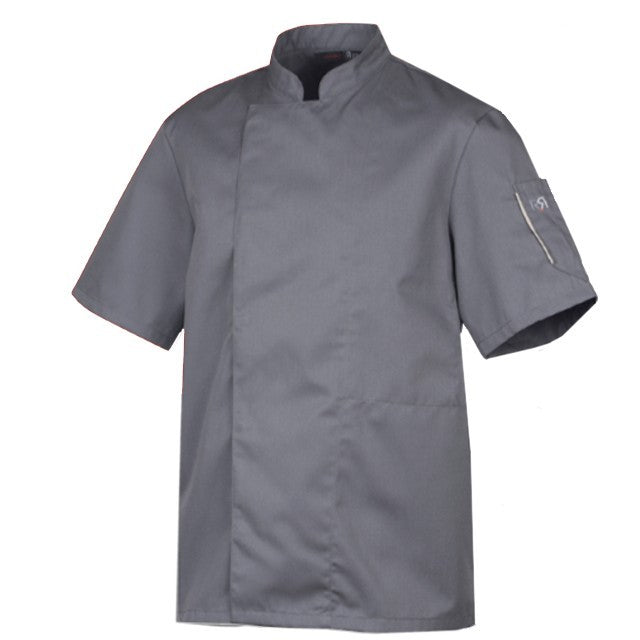 Veste de cuisine grise Nero - Robur, boutons pressions cachés