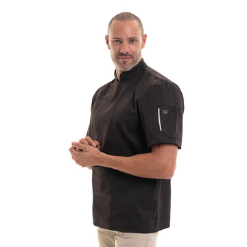 veste de cuisine moka à liseré sur la poche