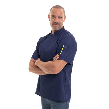 veste cuisine jean avec liseré couleur manelli robur