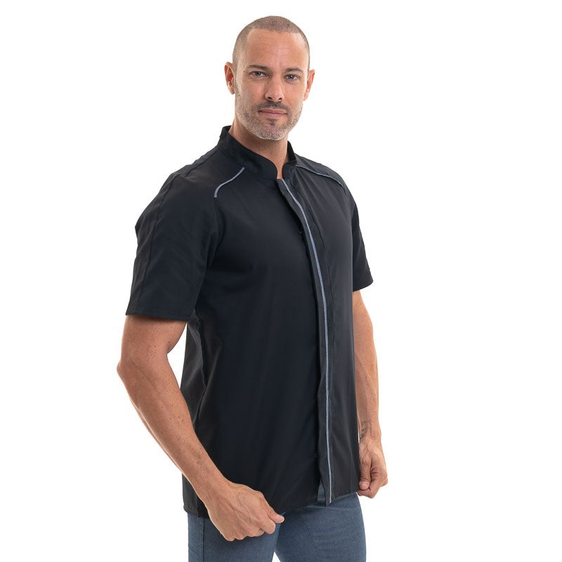 veste de cuisine noire à liseré robur